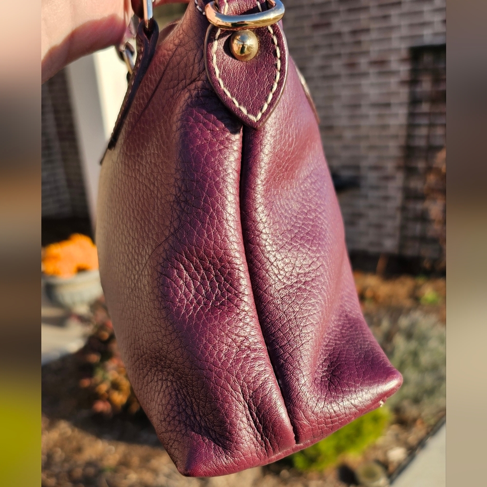 Dooney & Bourke Purple Pebble Leather Satchel - Picture 4 of 6
